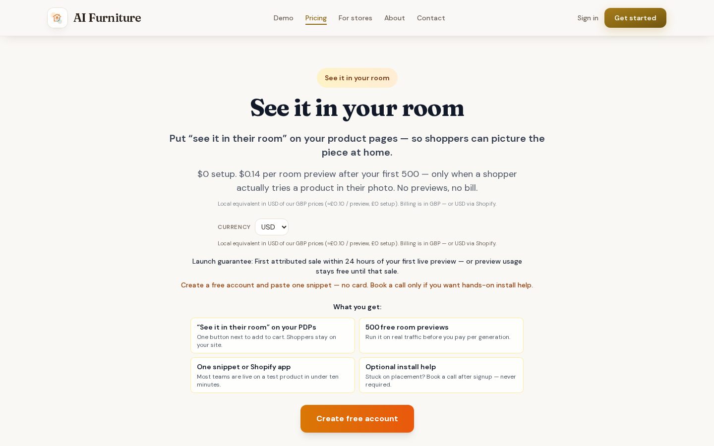 Ai Furniture App Pricing