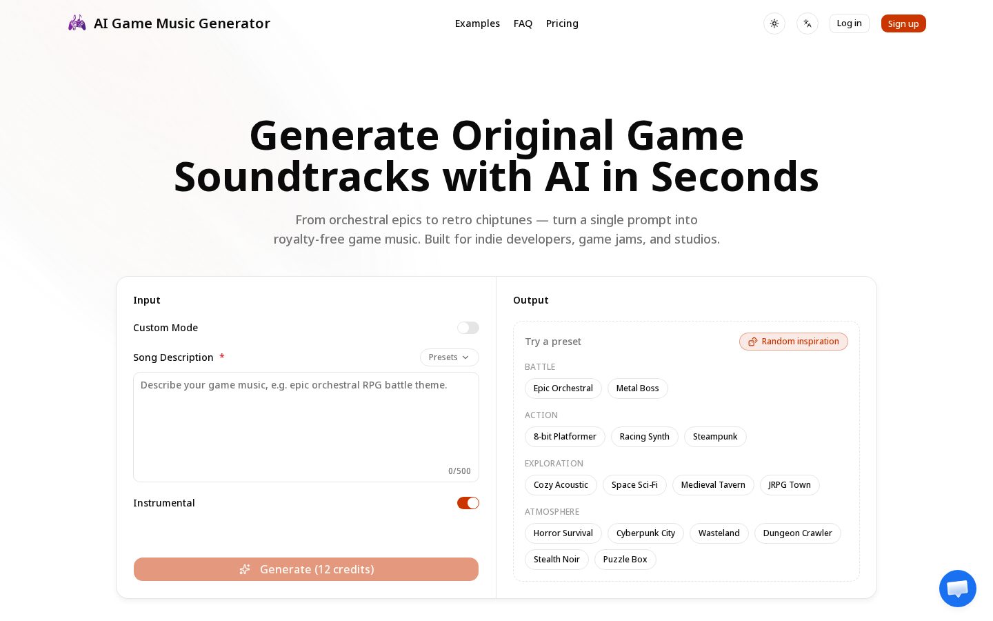 AI Game Music Homepage