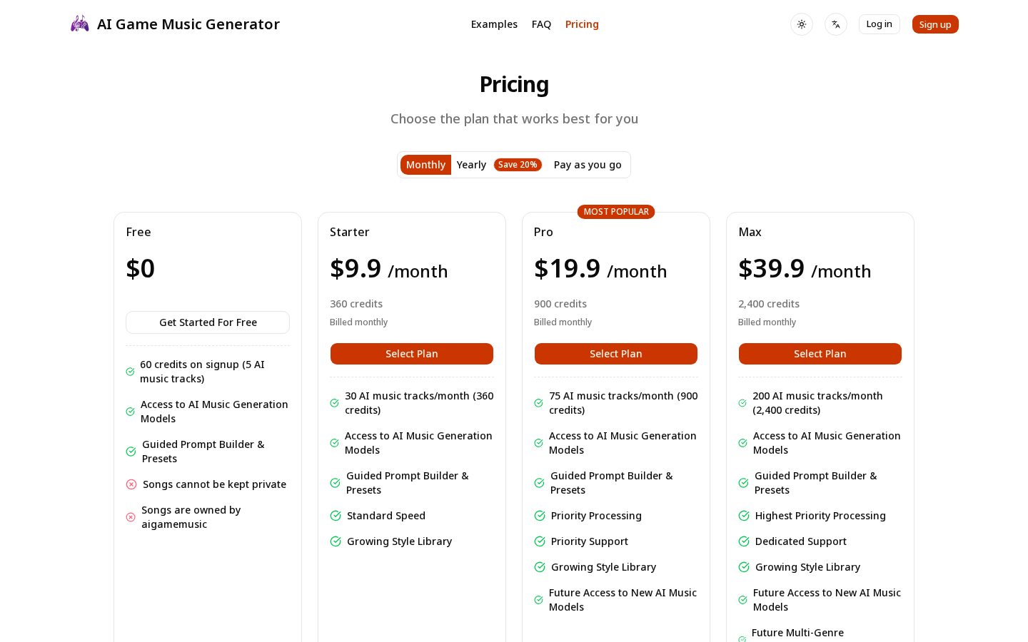 AI Game Music Pricing