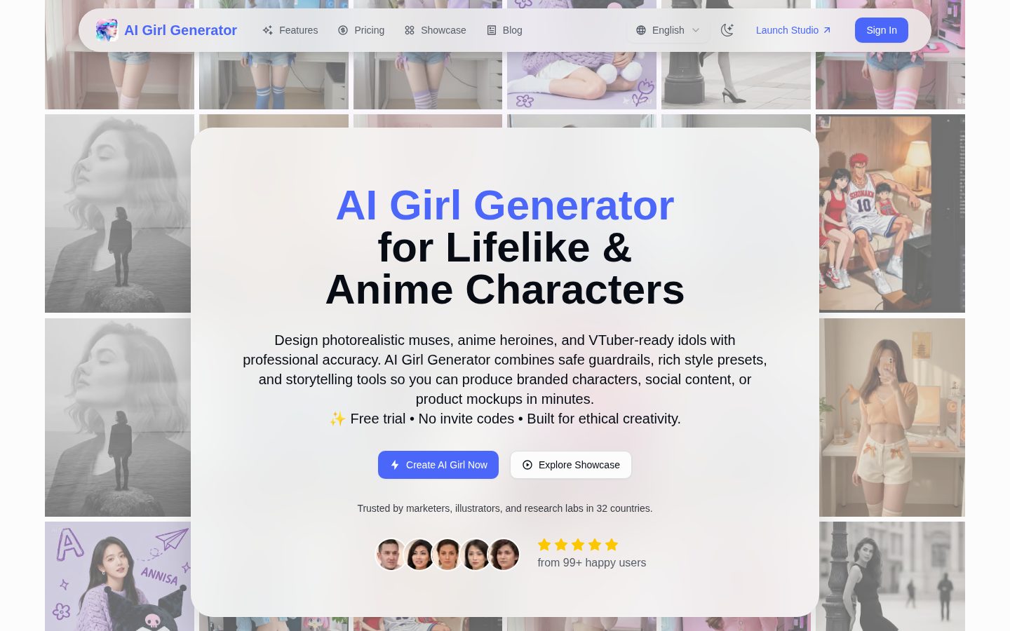 AI Girl Generator Homepage