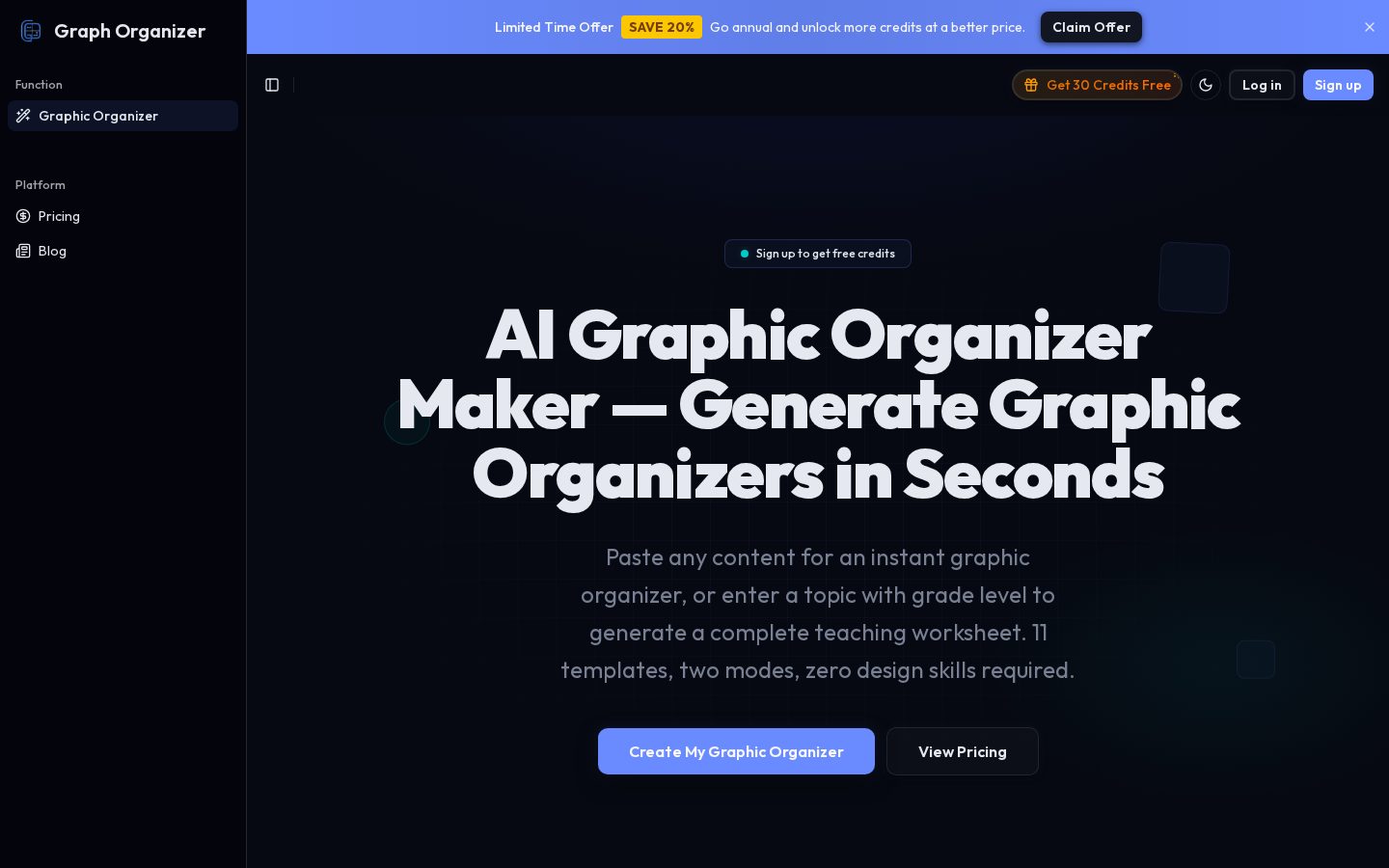 AI Graphic Organizer Maker Homepage