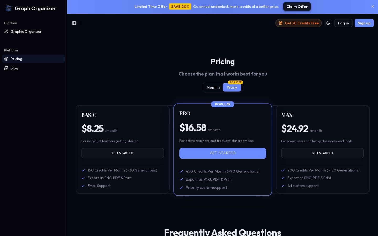 AI Graphic Organizer Maker Pricing