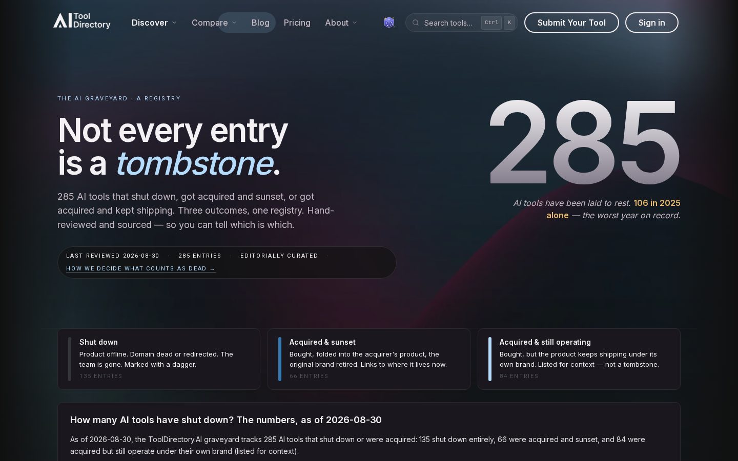 AI Graveyard Homepage