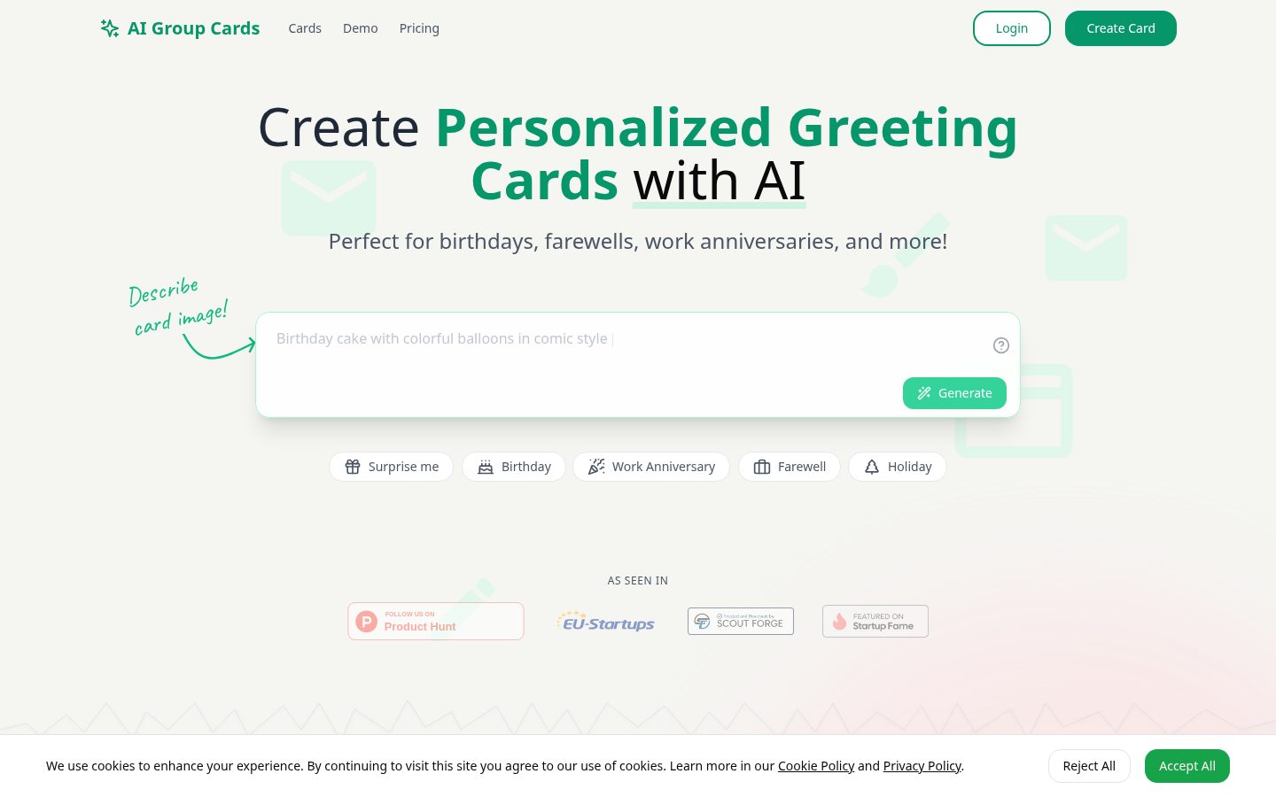 AI Group Cards Homepage