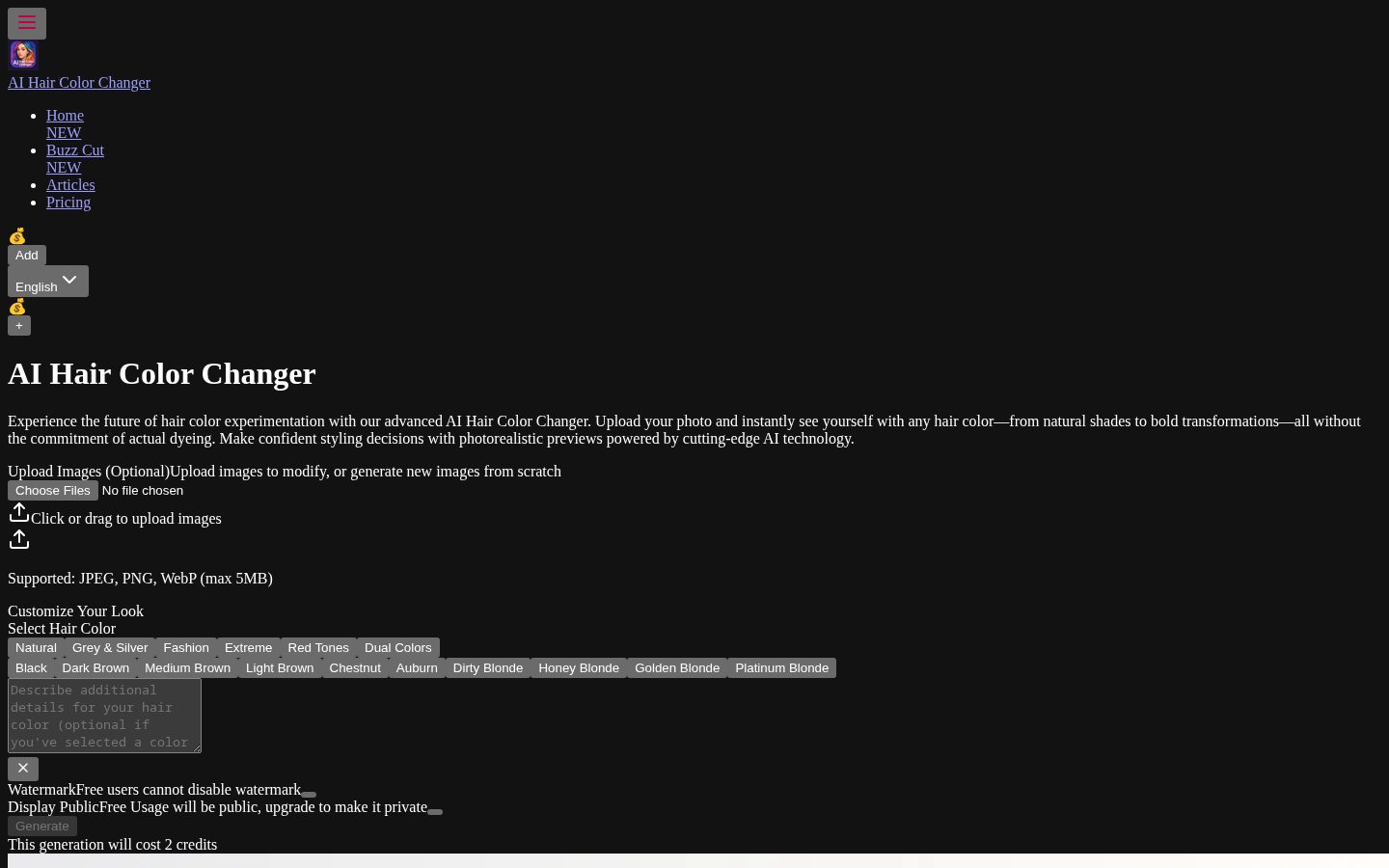 AI Hair Color Changer Homepage