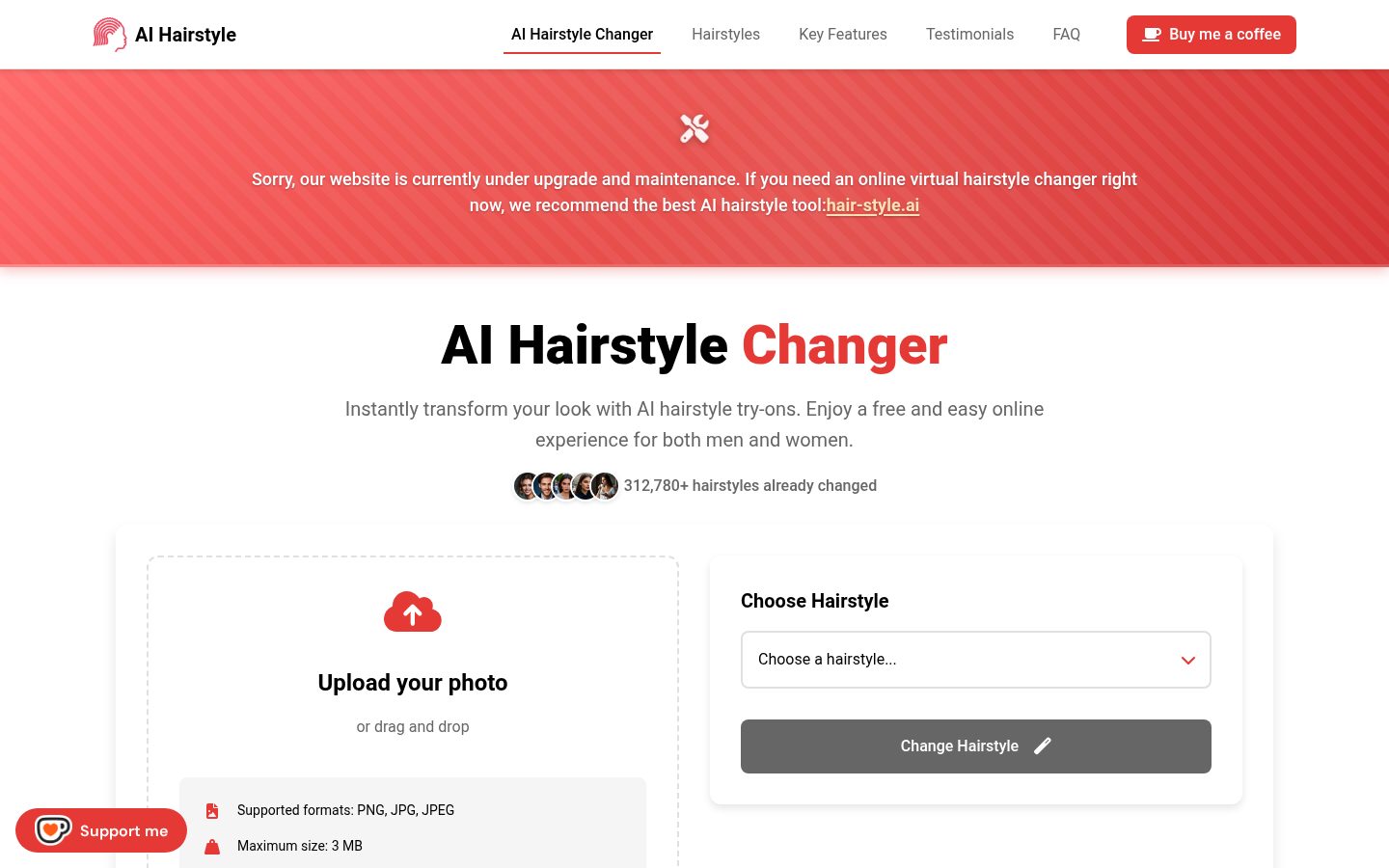 AI Hairstyle Homepage
