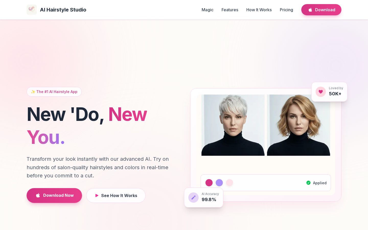 AI Hairstyle Studio Homepage