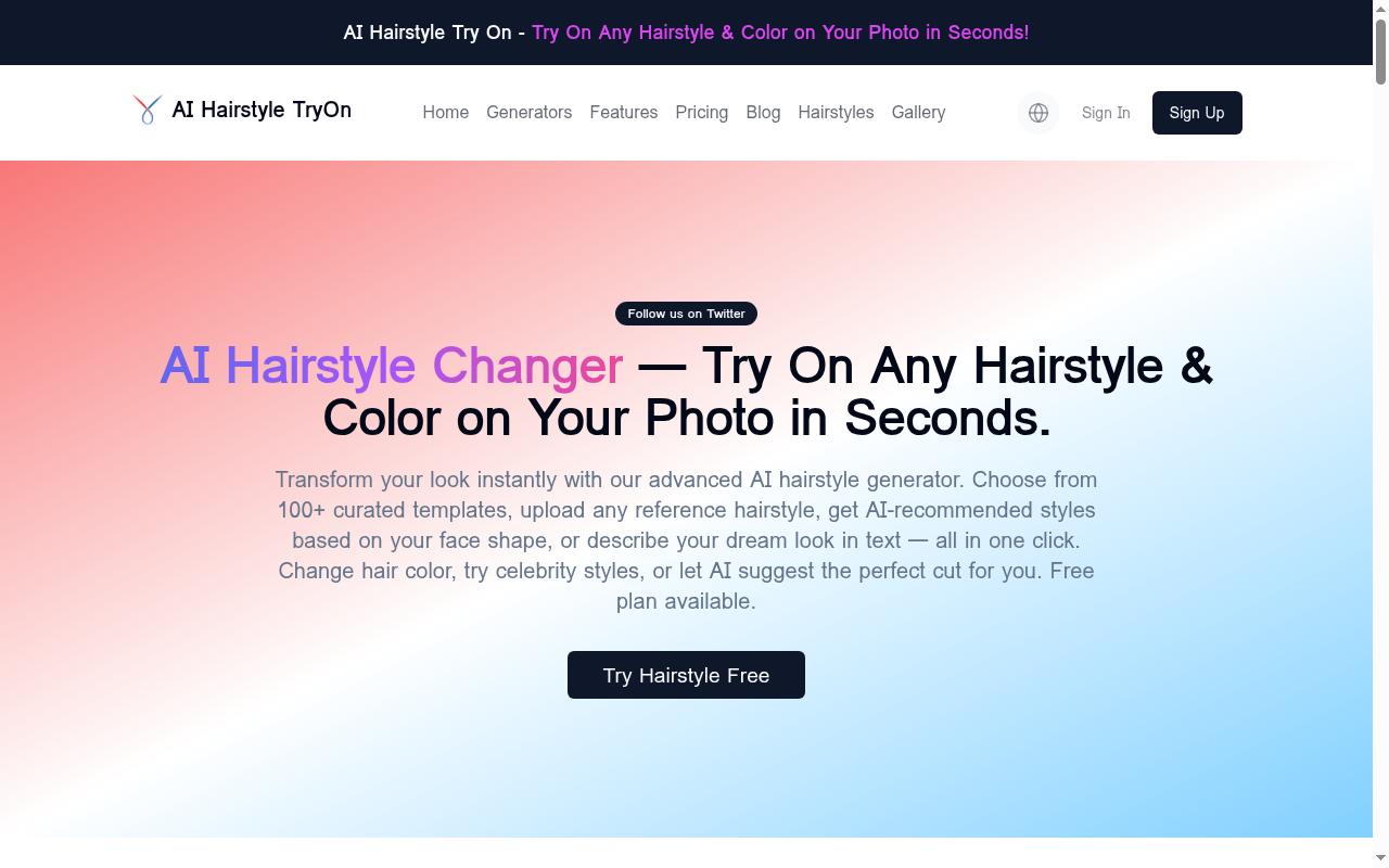 AI Hairstyle TryOn Homepage