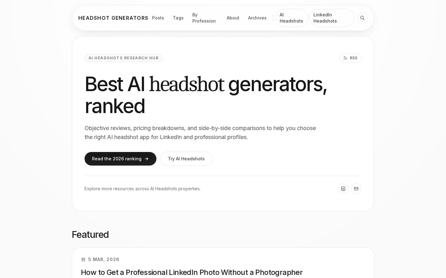 AI Headshot Generators Homepage