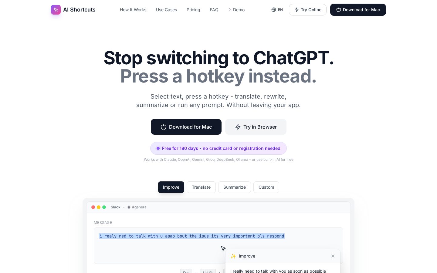 AI Hotkeys Homepage