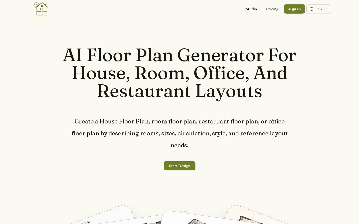 AI House Plan Homepage