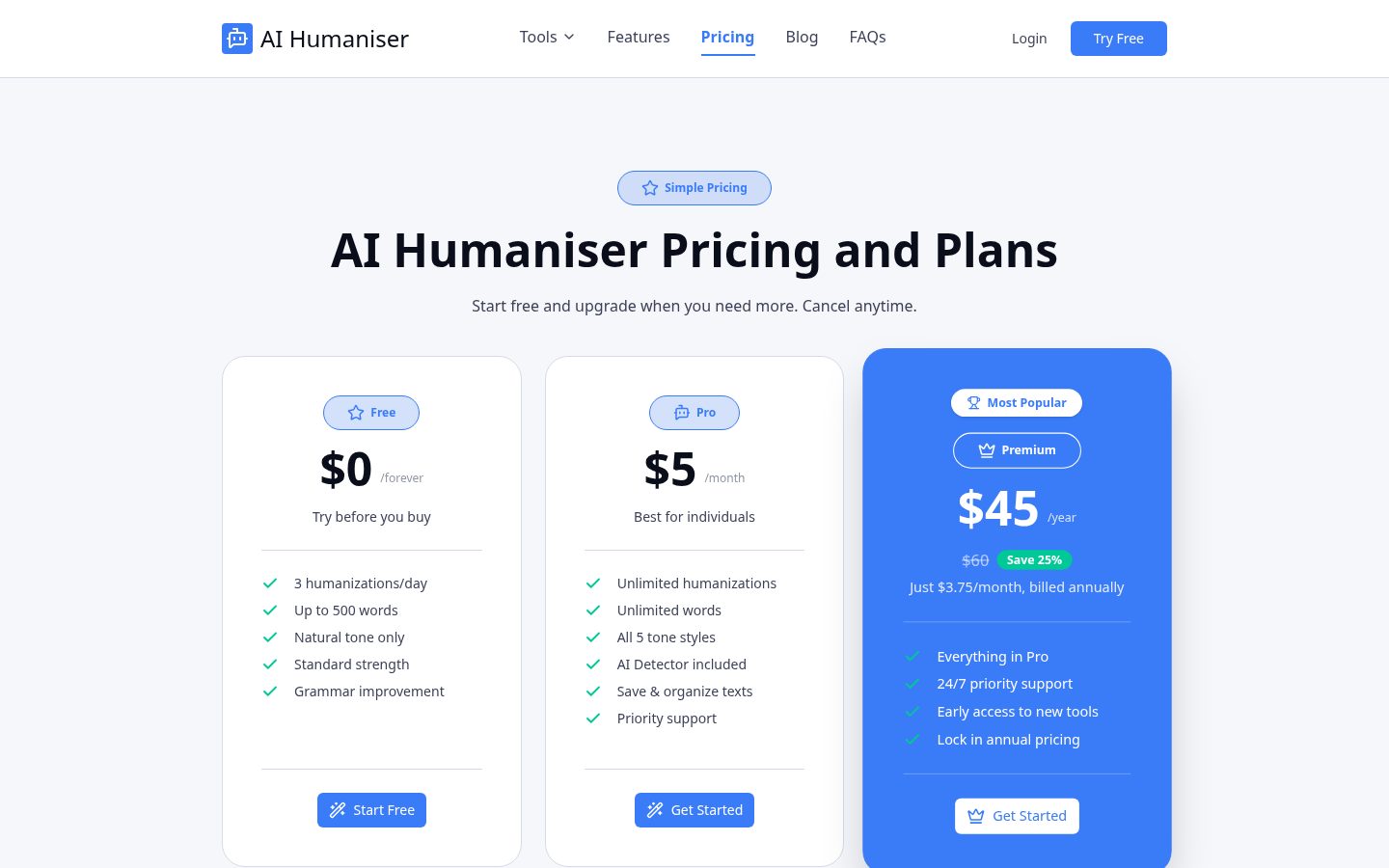 AI Humaniser Pricing