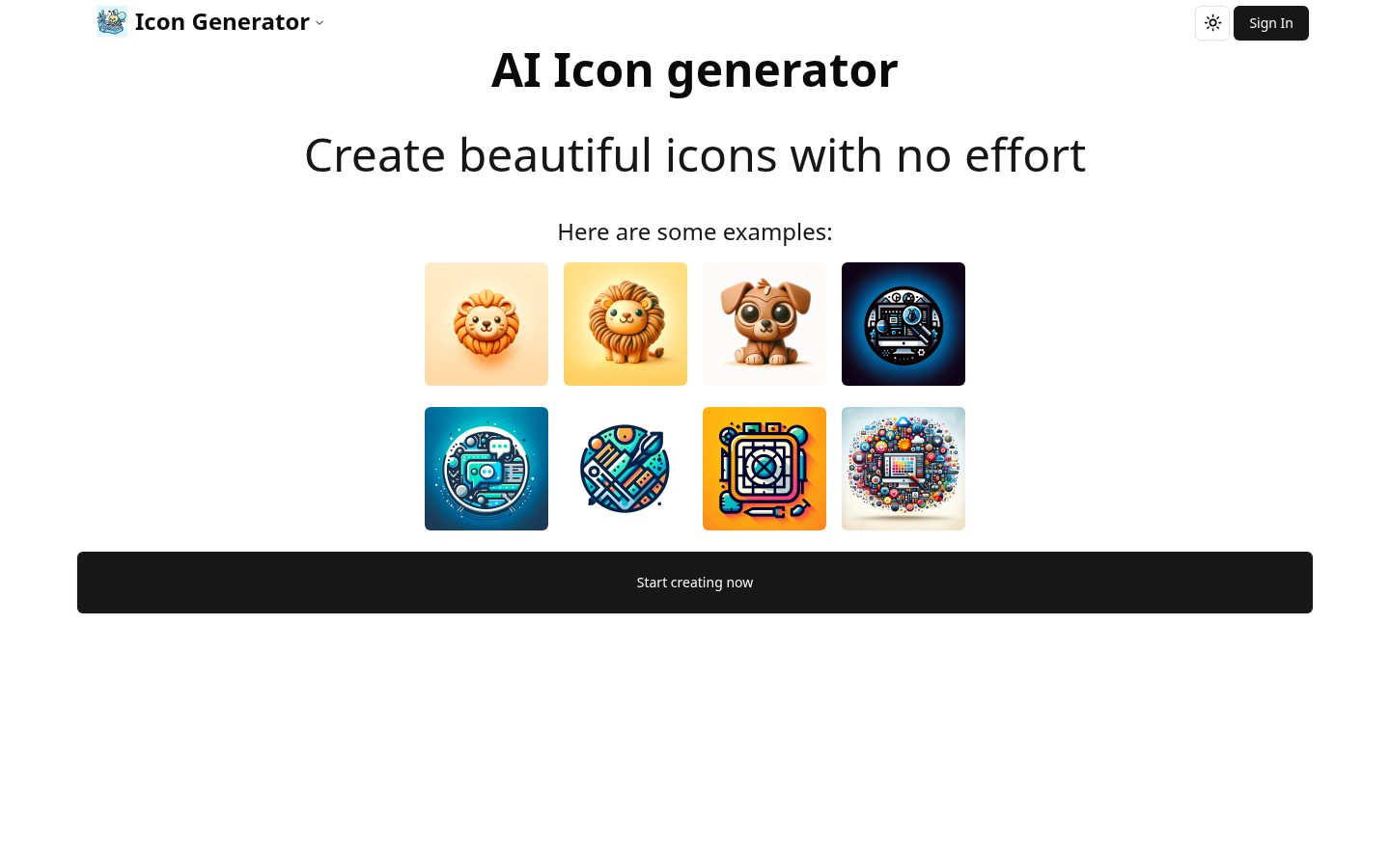 AI Icon Generator Homepage