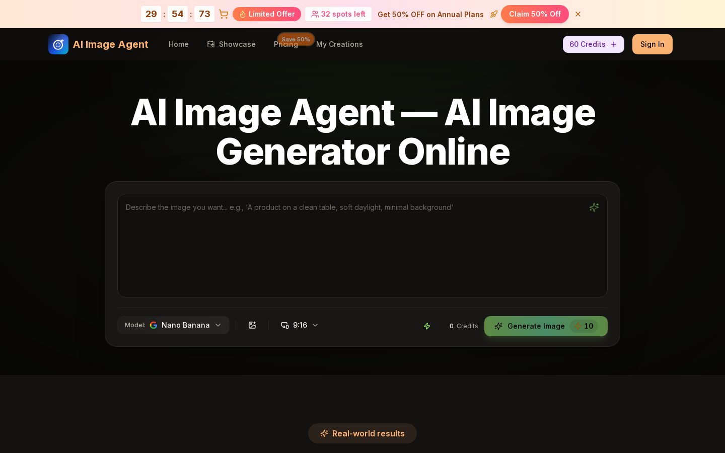 AI Image Agent Homepage