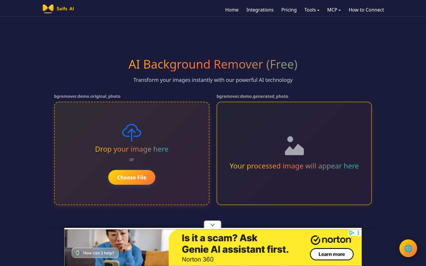 AI Image Background Remover Homepage