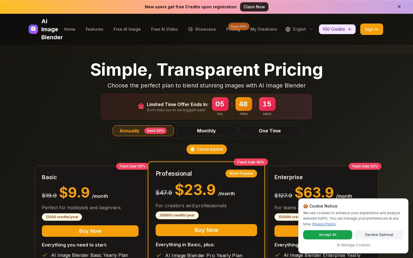 AI Image Blender Pricing
