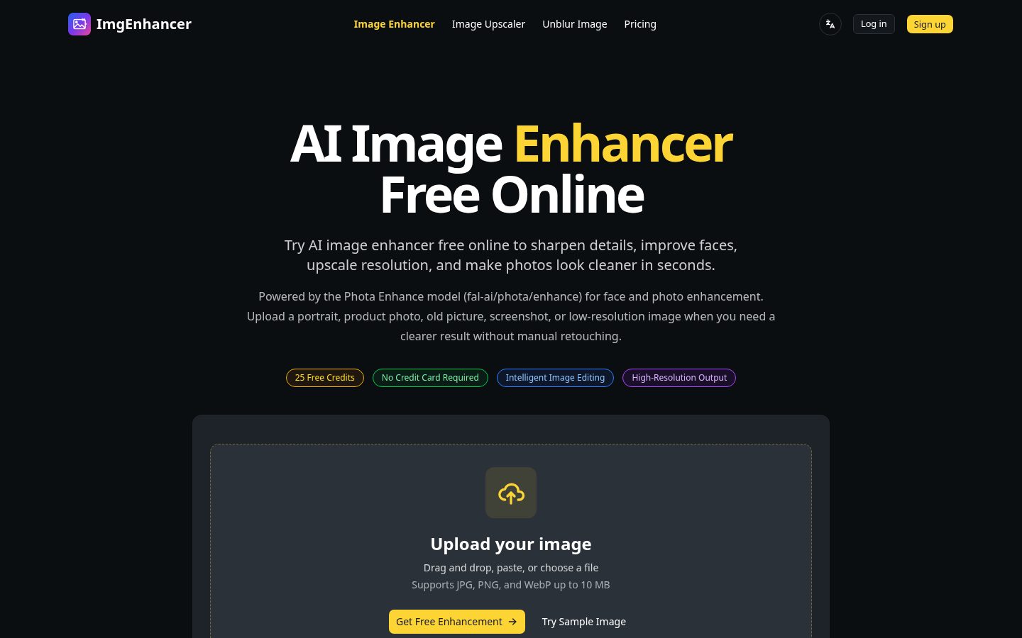 AI Image Enhancer Homepage
