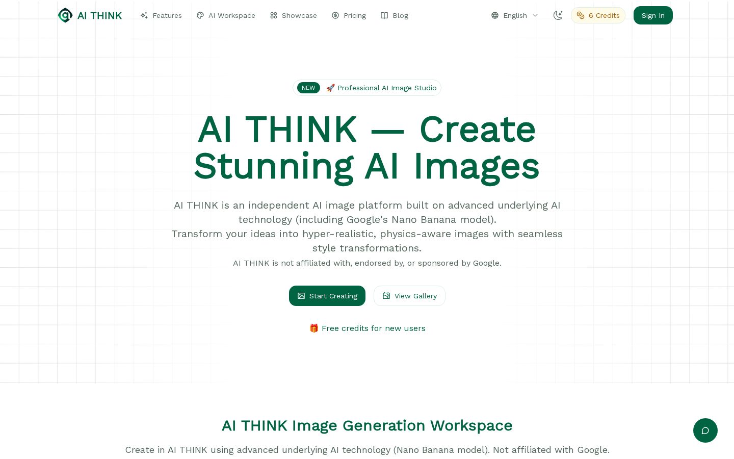 AI Image Generation Platform: AI Think Homepage
