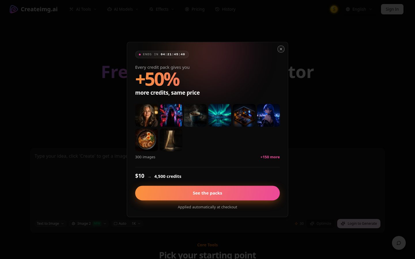 AI Image Generator - Createimg.ai Homepage