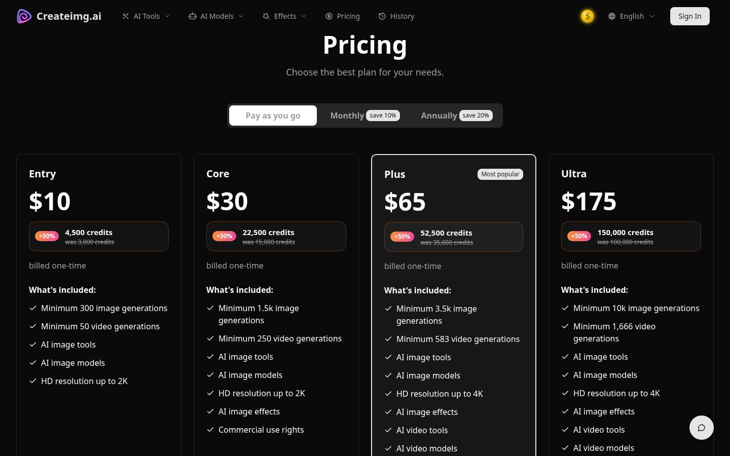 AI Image Generator - Createimg.ai Pricing