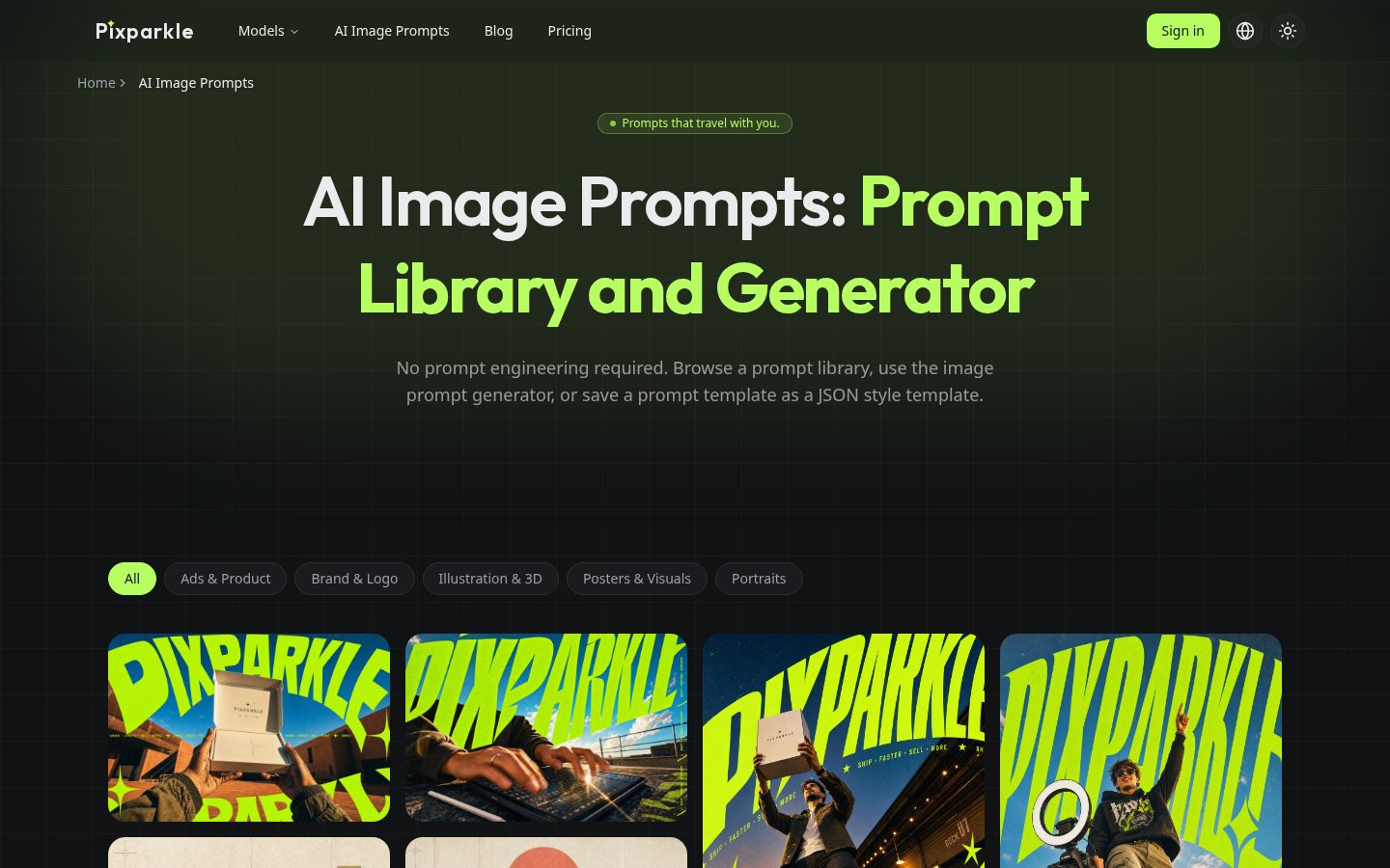 AI Image Prompts Homepage