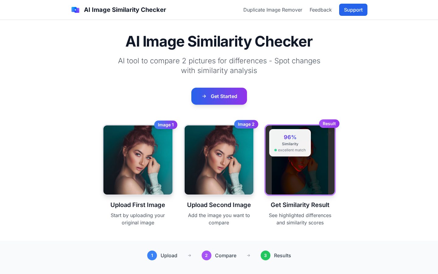 AI Image Similarity Checker Homepage