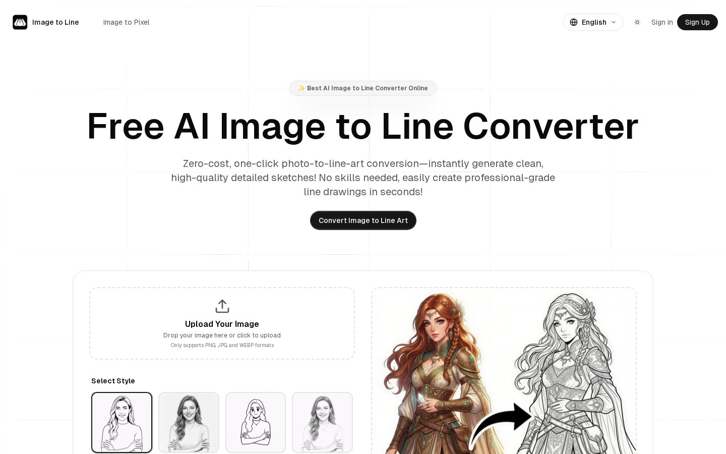 AI Image to Line Converter Homepage