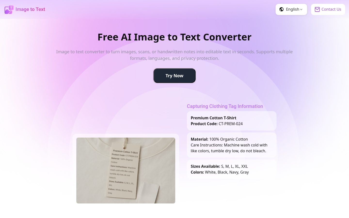 AI Image to Text Homepage