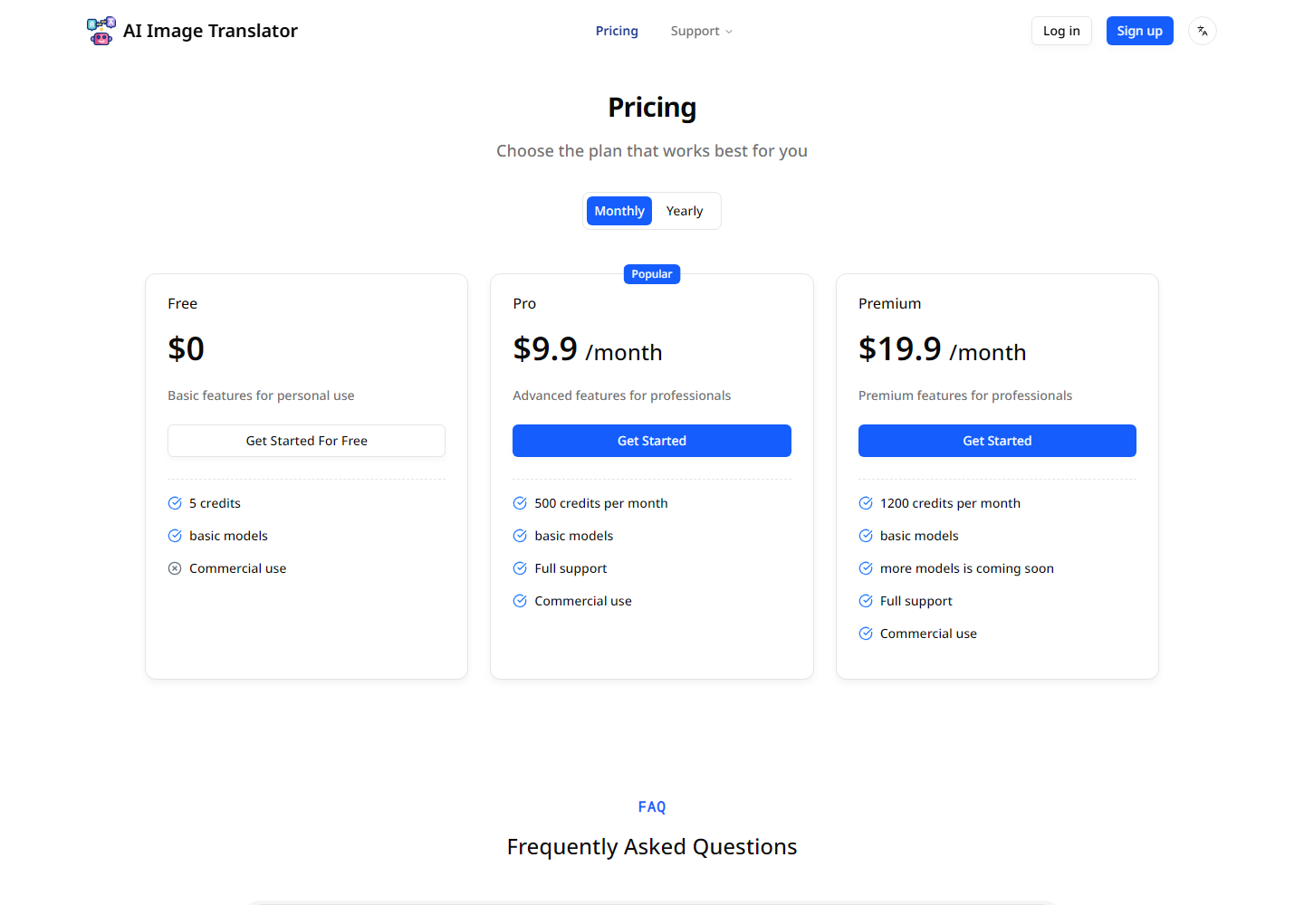 AI Image Translator pricing