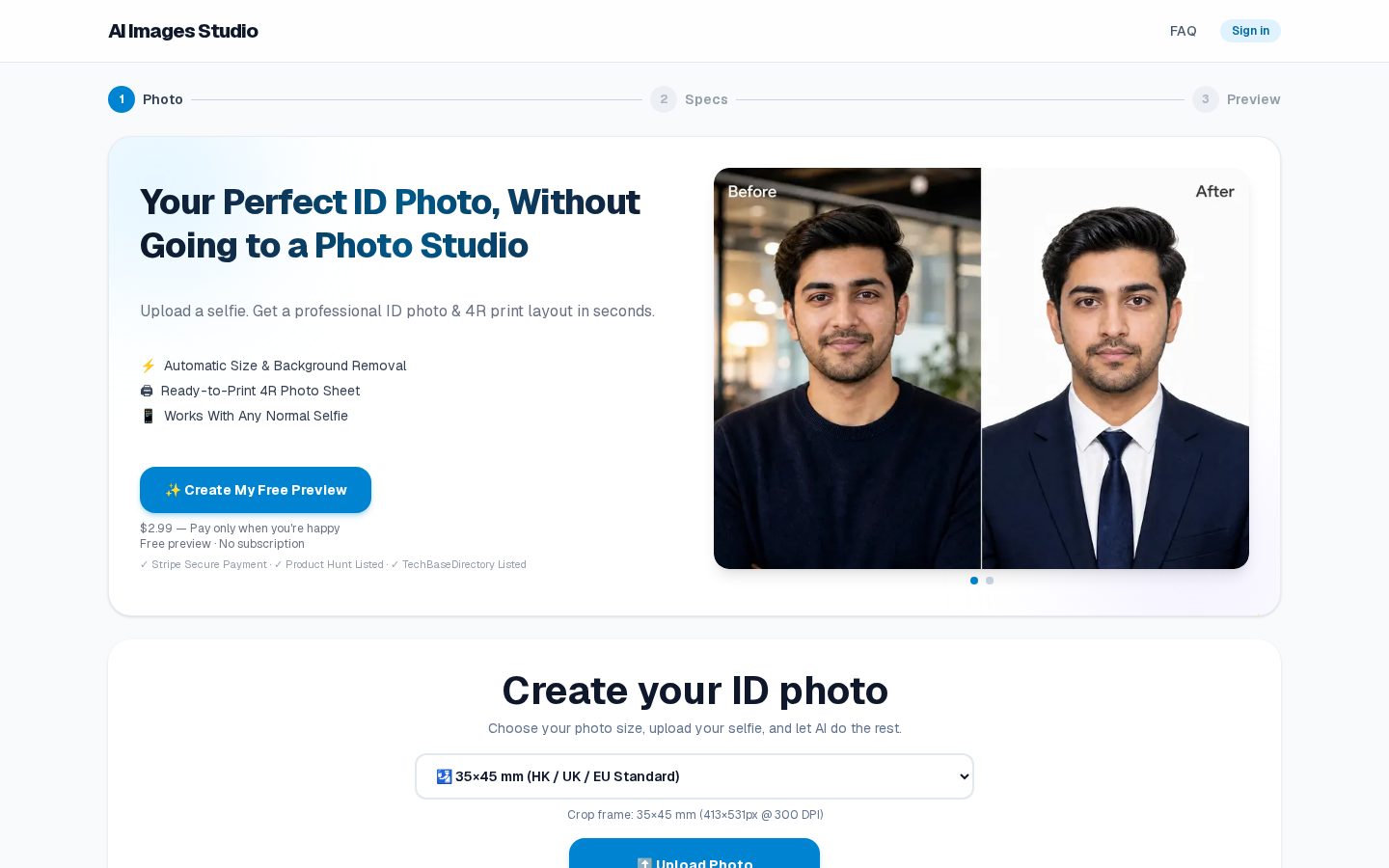 AI Images Studio Homepage