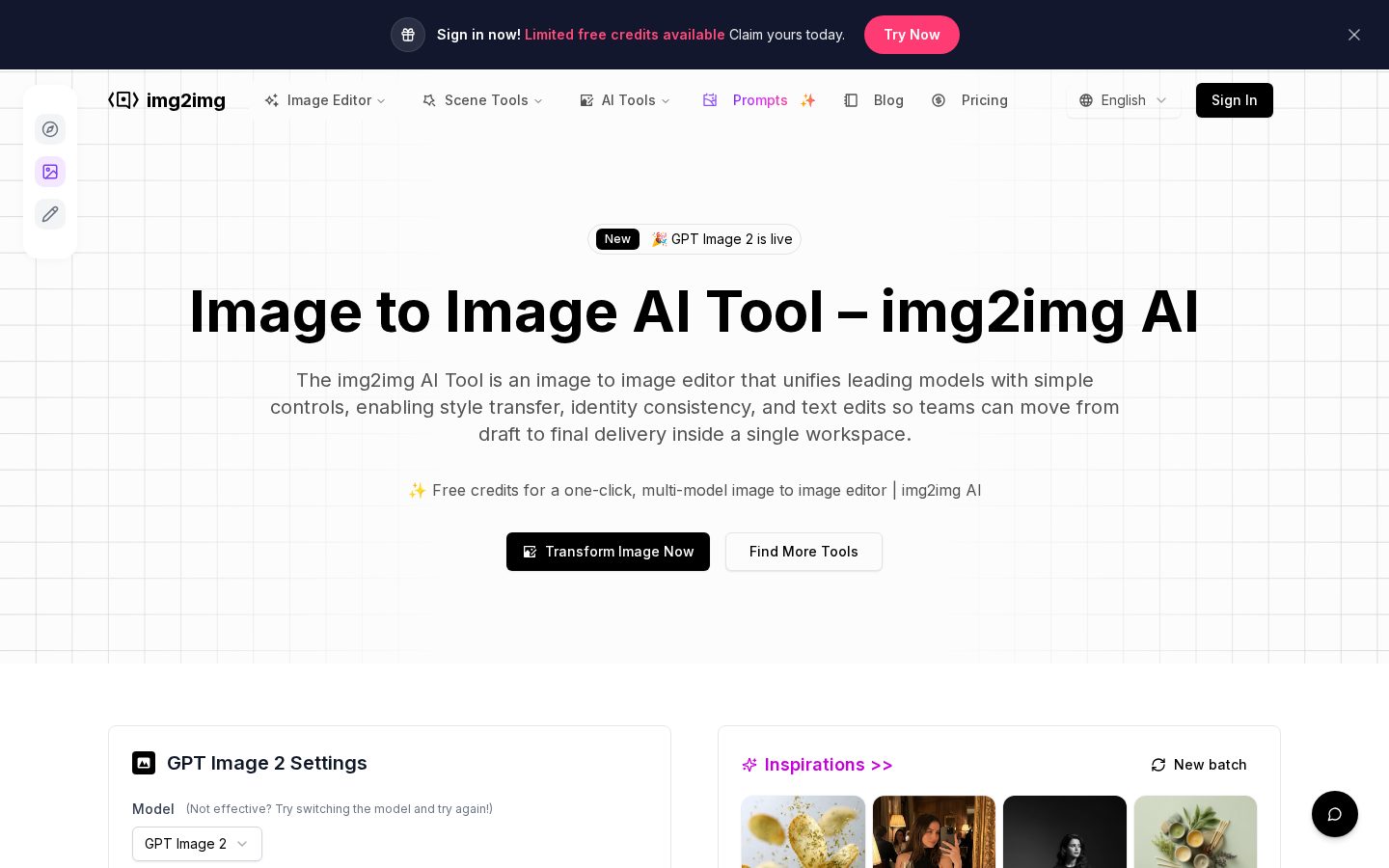 AI img2img Tool Homepage