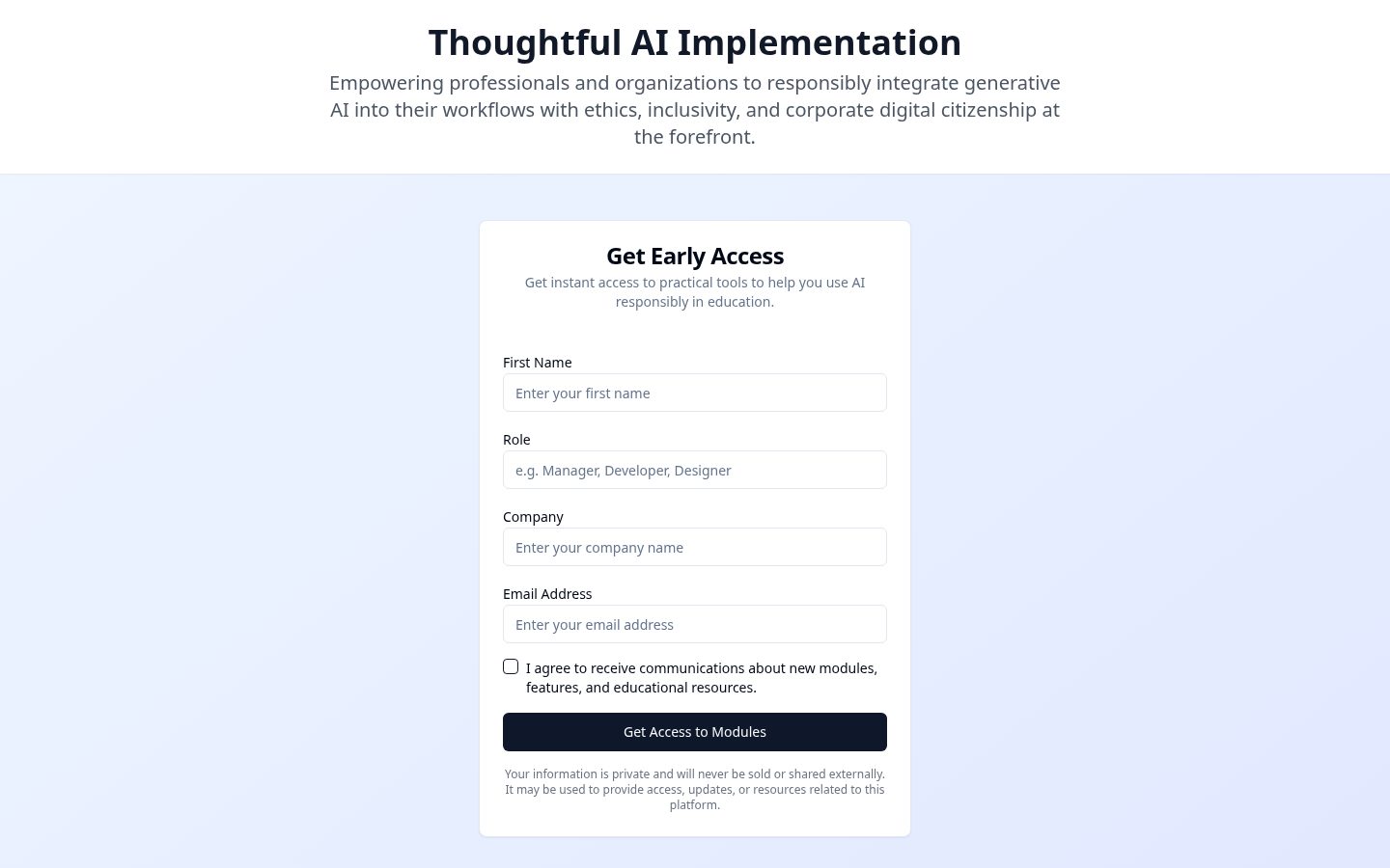 AI Implementation Toolkit Homepage