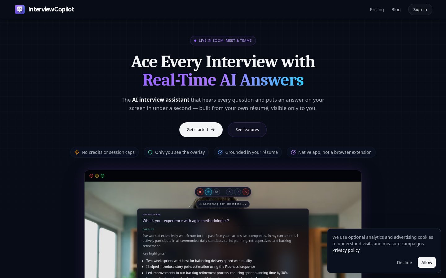 AI Interview Copilot Homepage