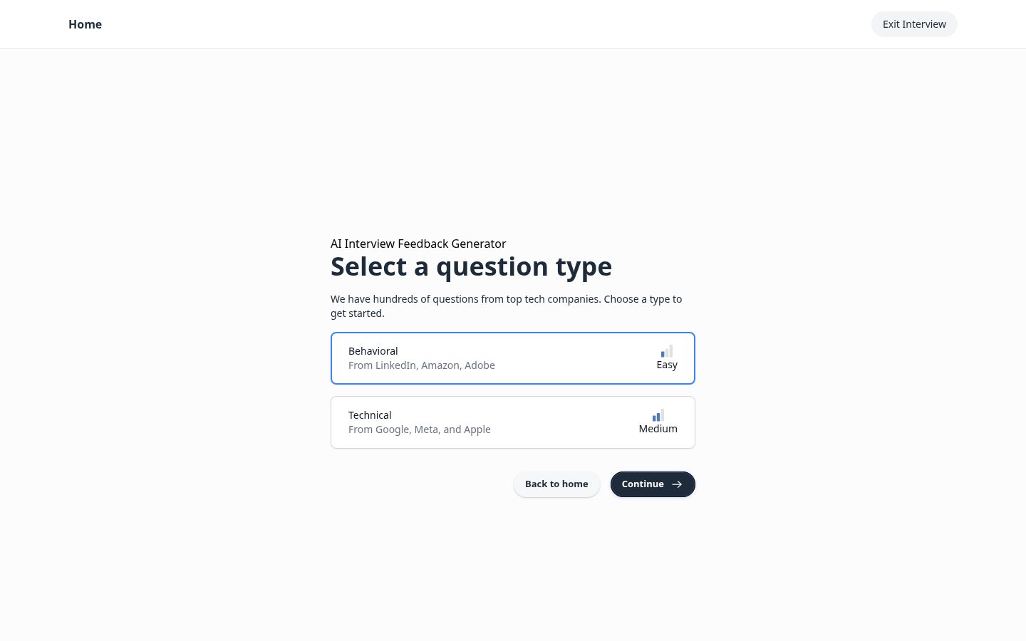AI Interview Feedback Homepage