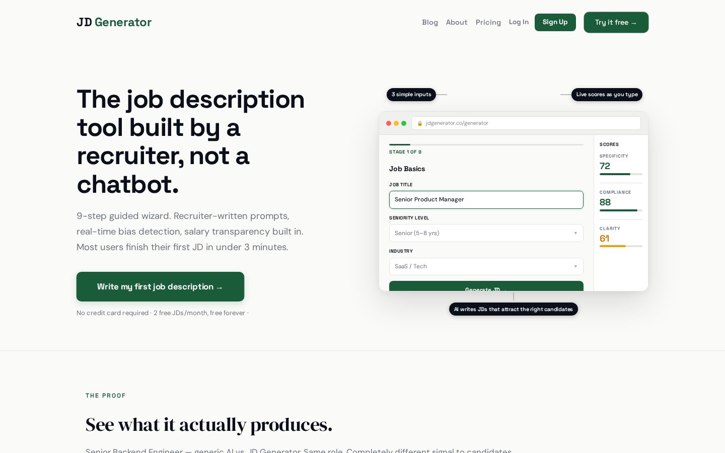 AI JD Generator Homepage
