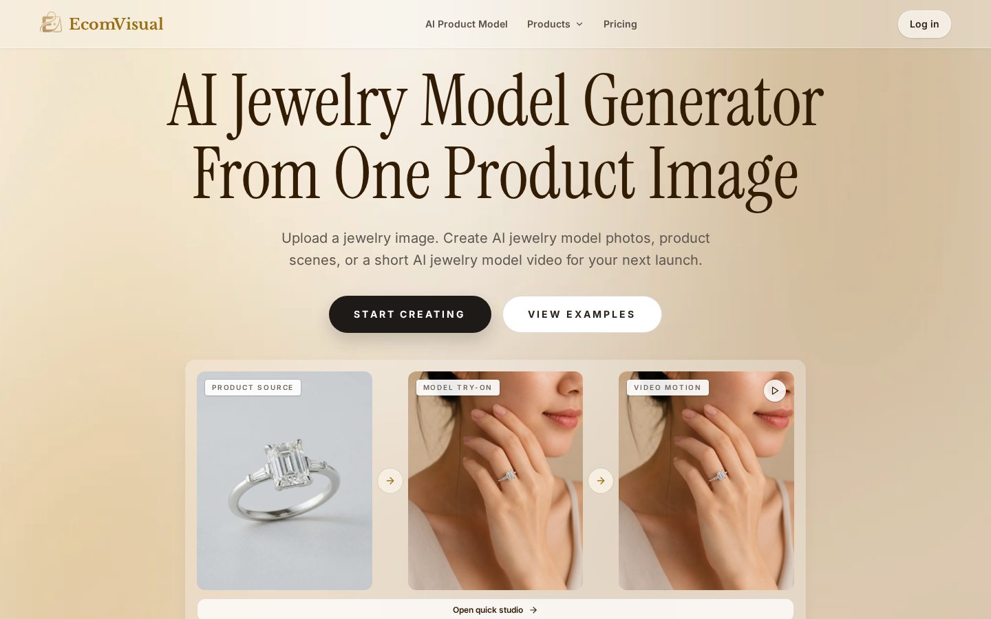 AI jewelry model visuals Homepage