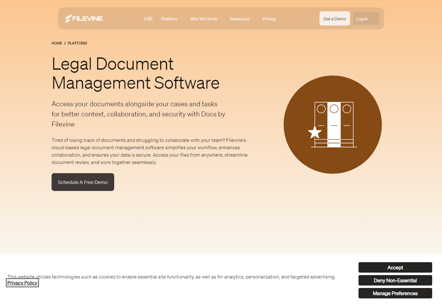 AI Legal Document Management Software homepage