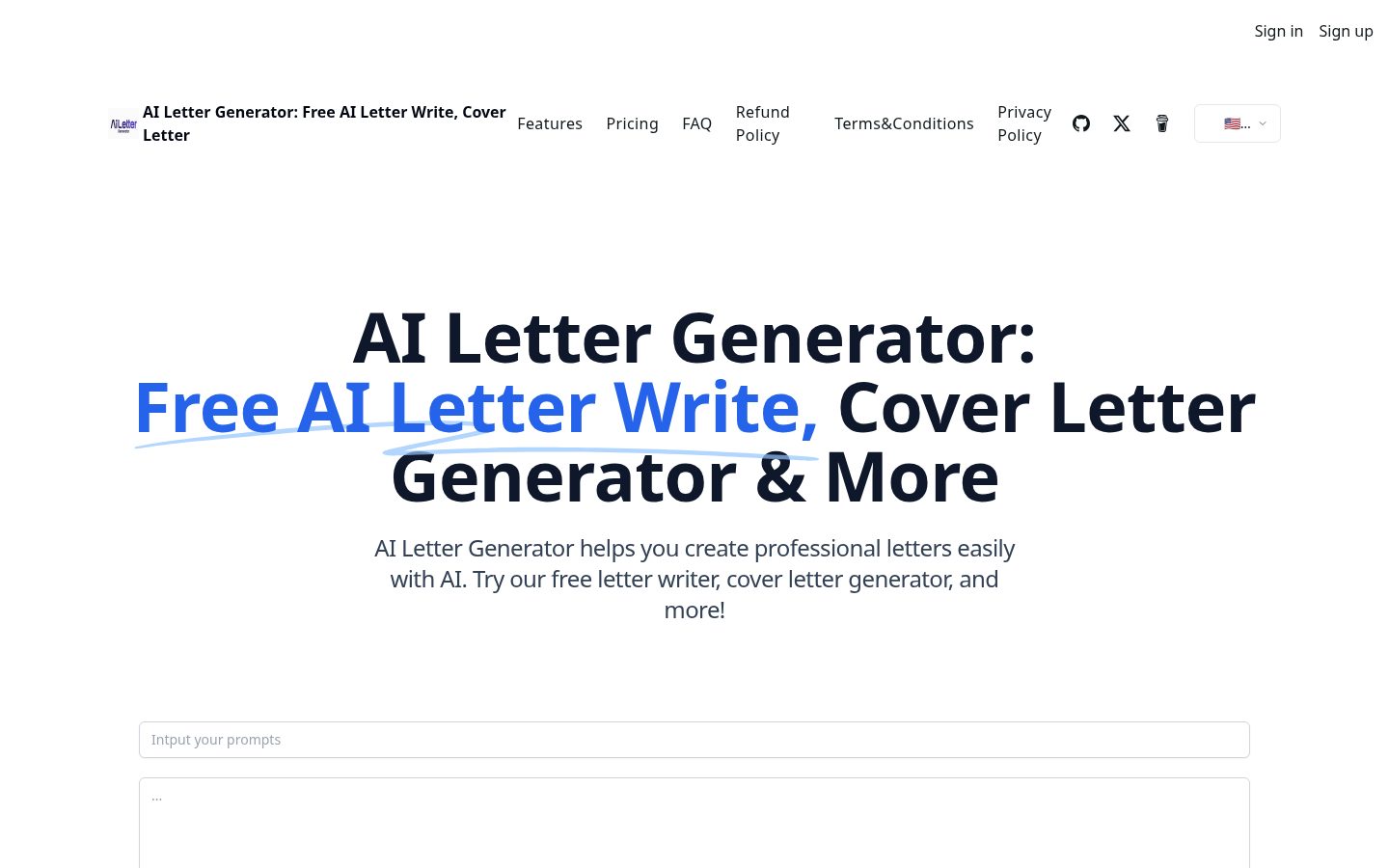 AI Letter Generator Homepage