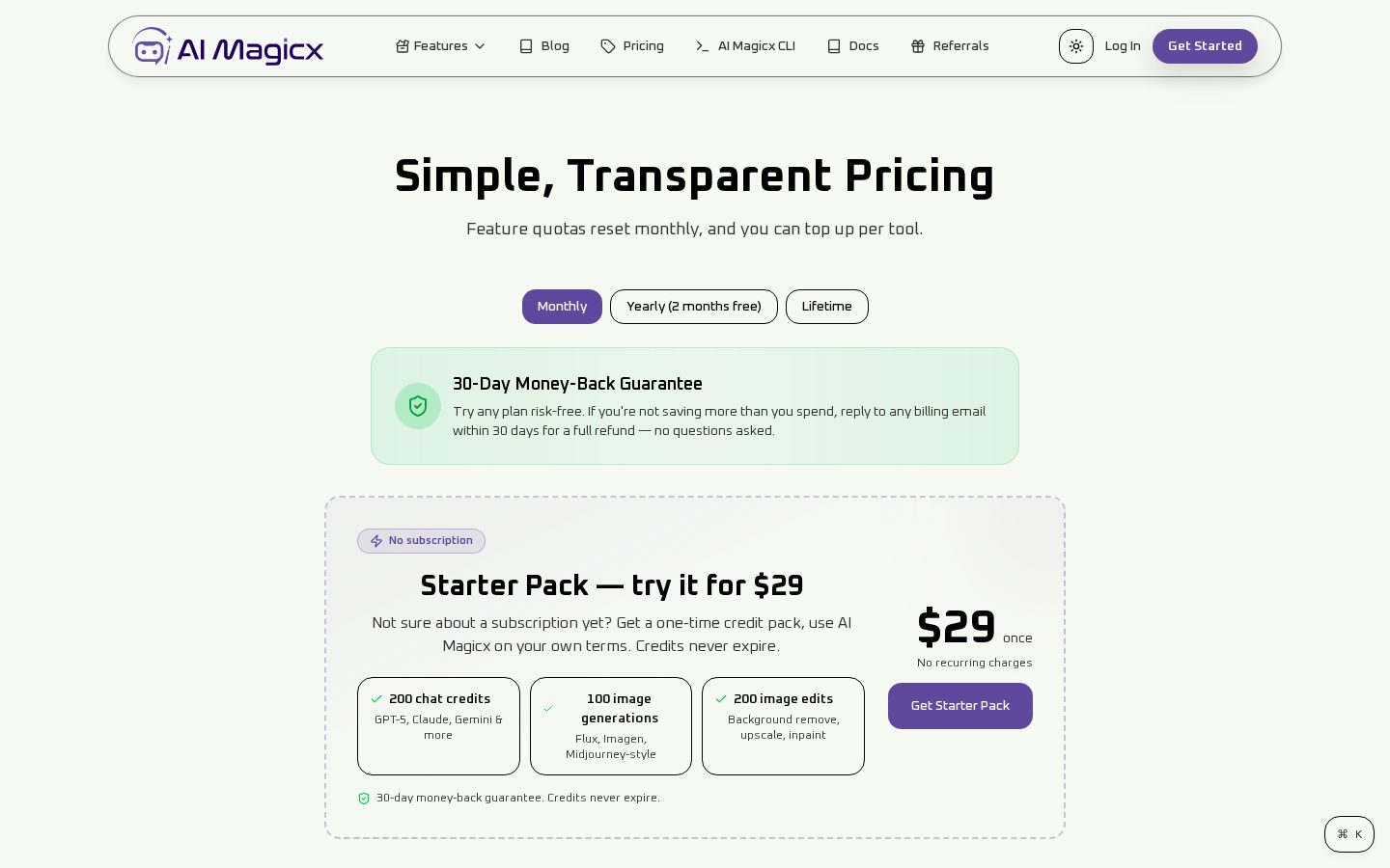 AI Magicx Pricing