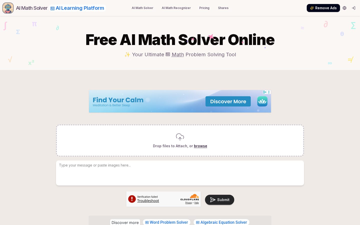AI Math Solver Homepage