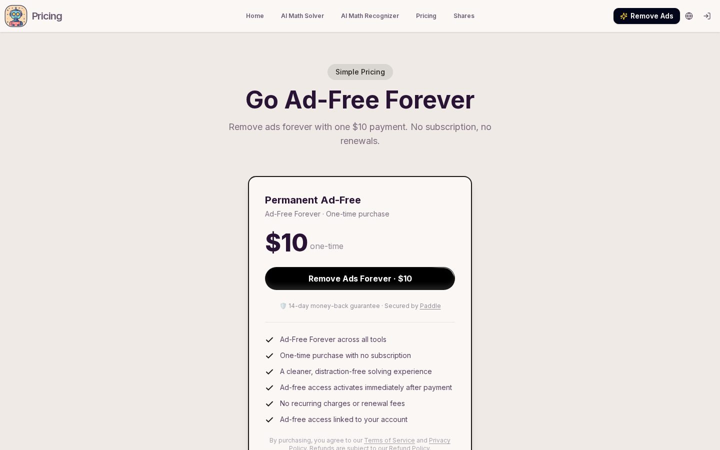 AI Math Solver Pricing