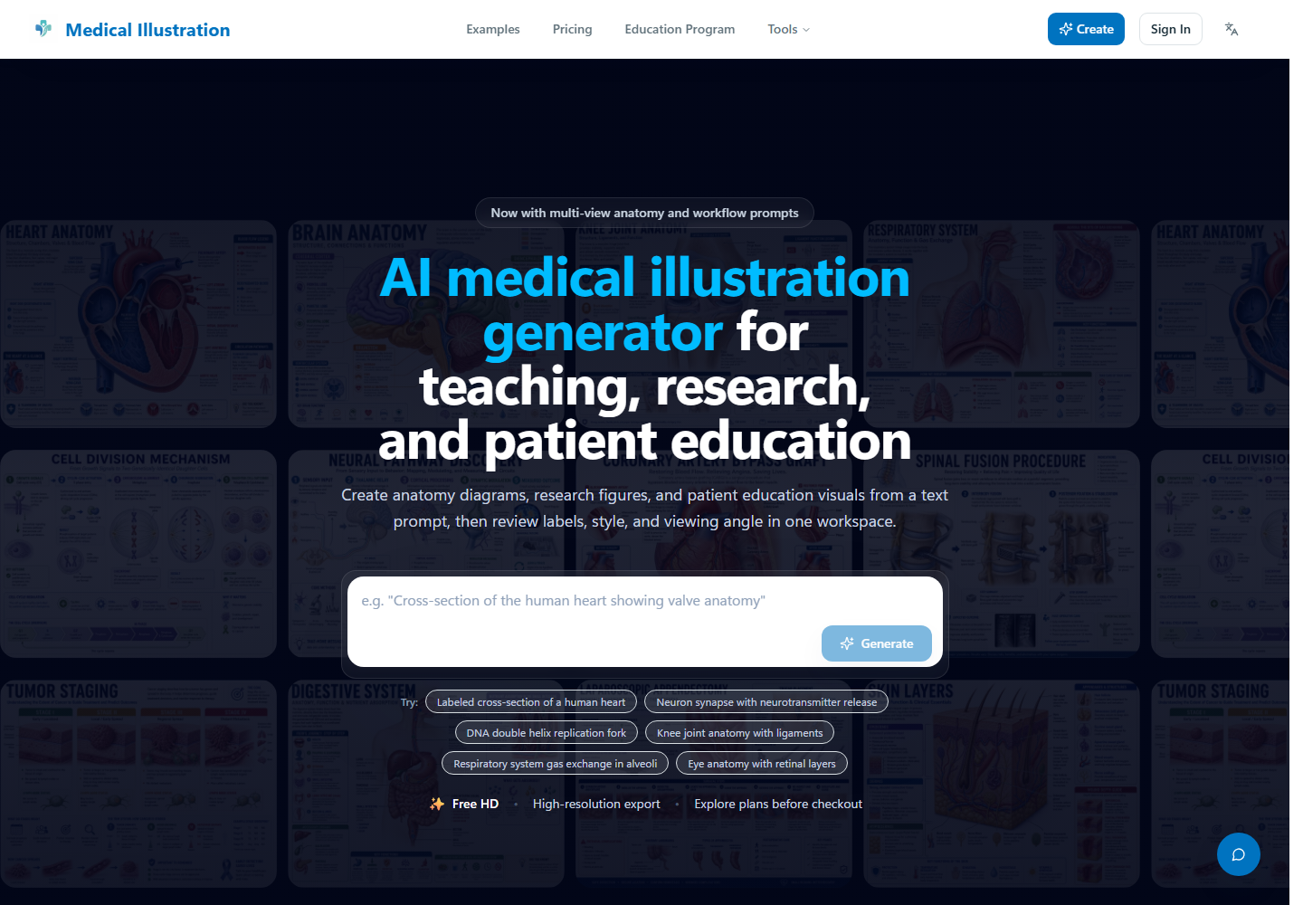 AI Medical Illustration Generator for Anatomy & Research homepage