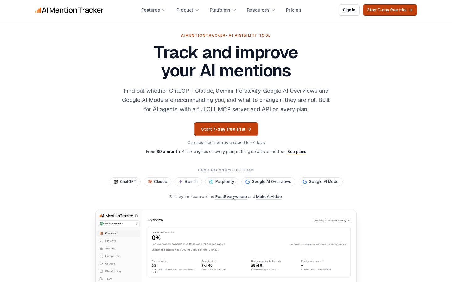 AI Mention Tracker Homepage