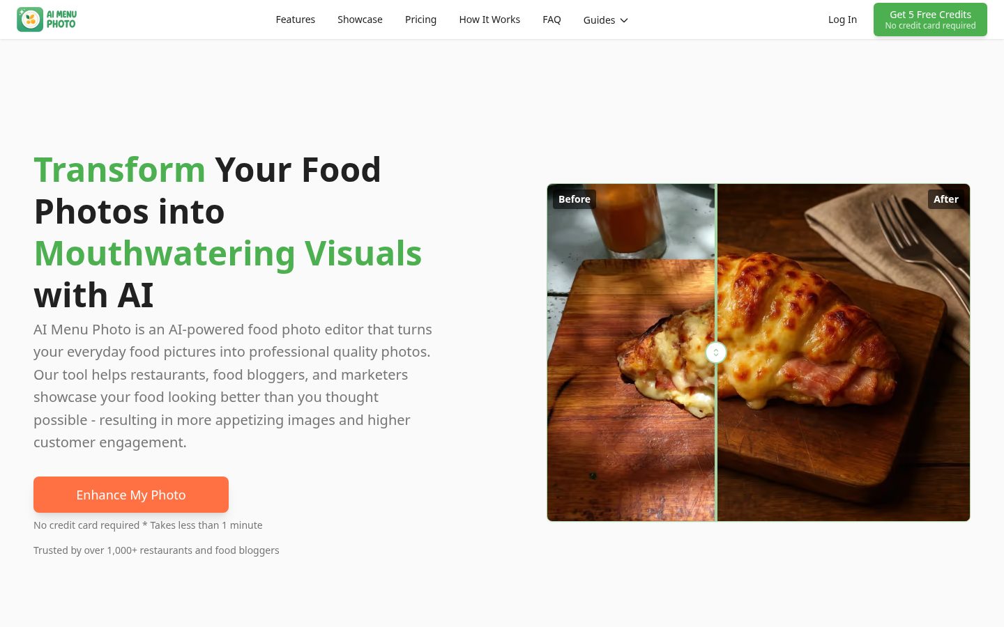 AI Menu Photo Homepage