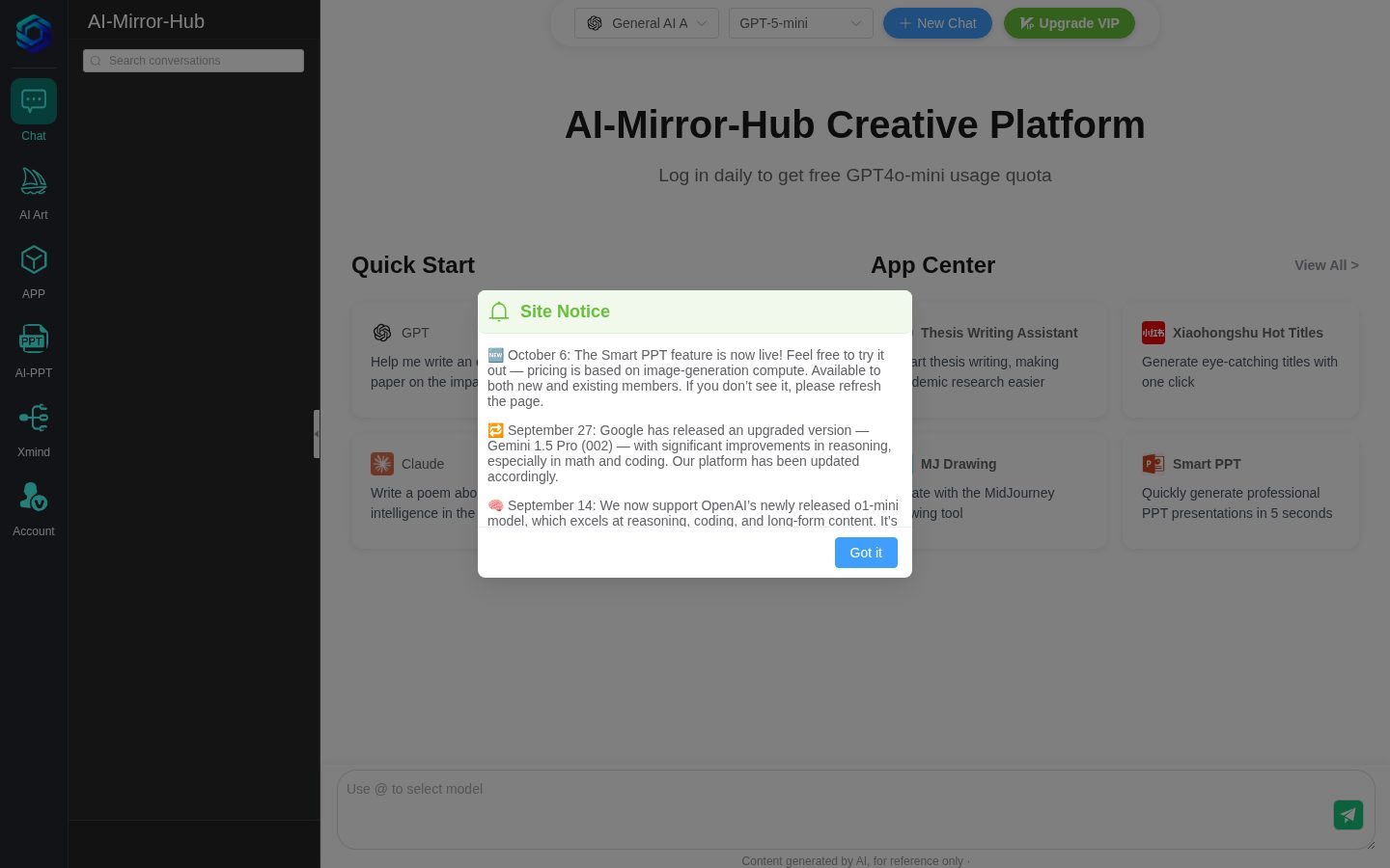 Ai-Mirror-Hub Homepage