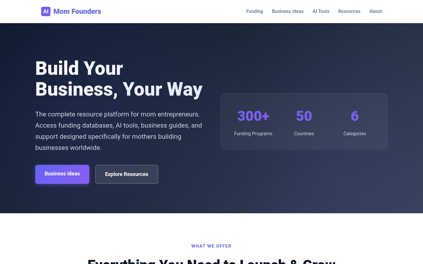 AI Mom Founders Homepage