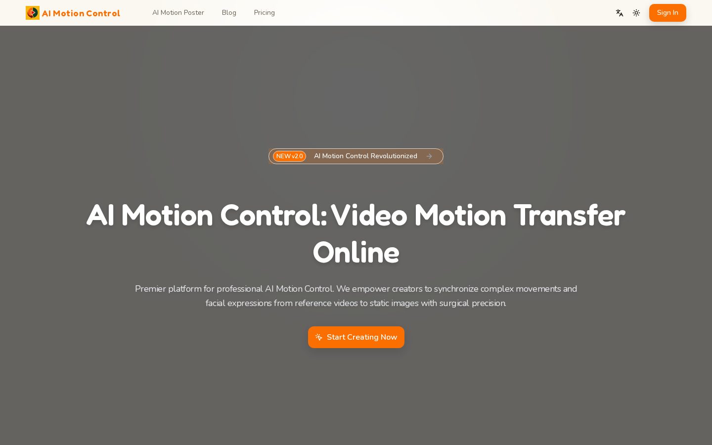 AI Motion Control Homepage