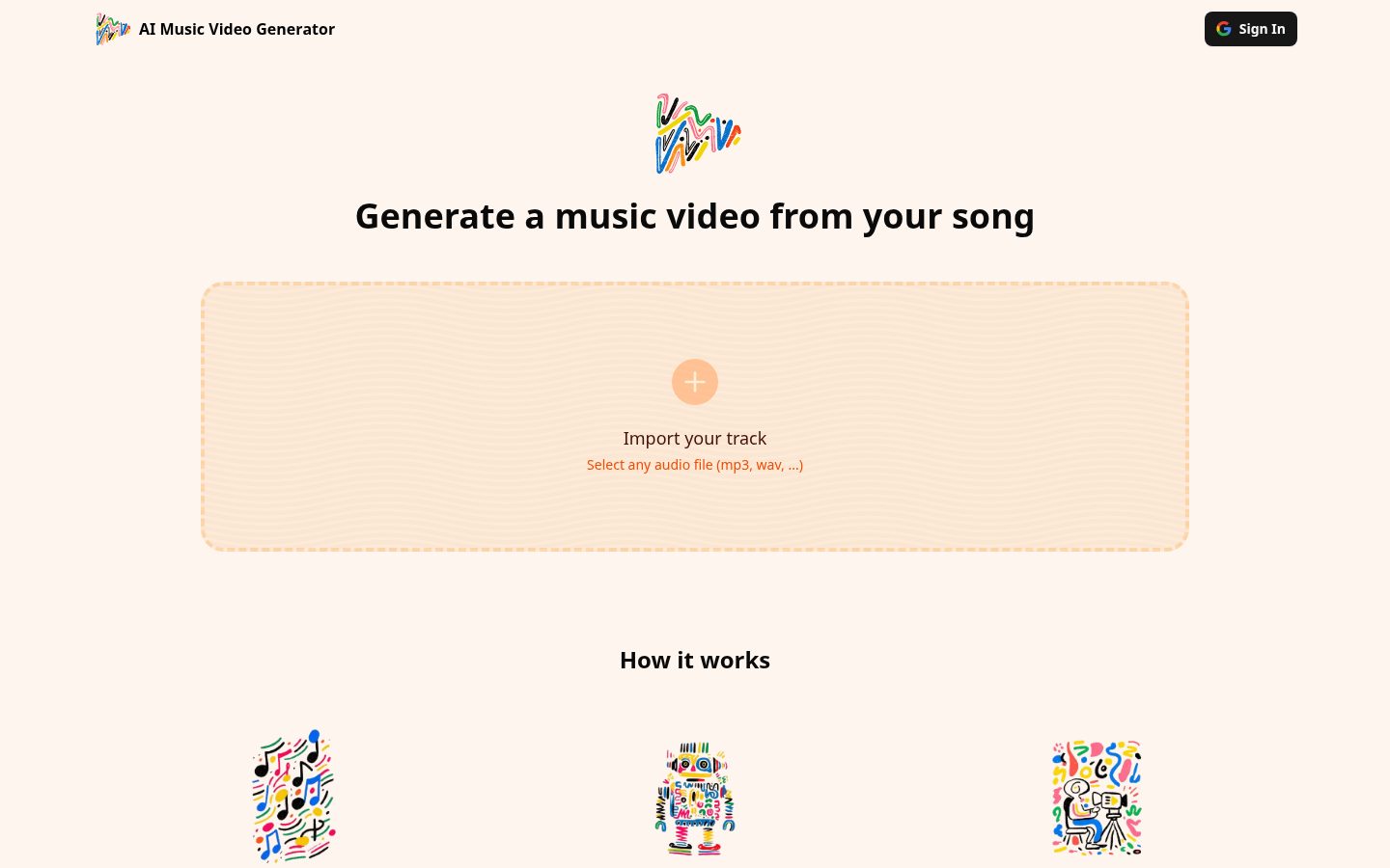 AI Music Video Generator Homepage