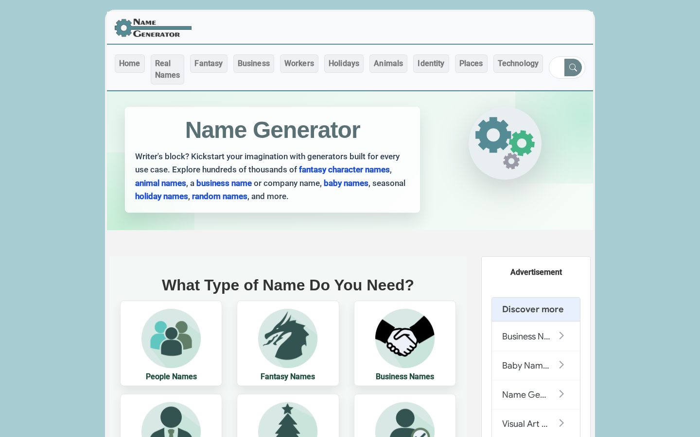 AI Name Generator Homepage