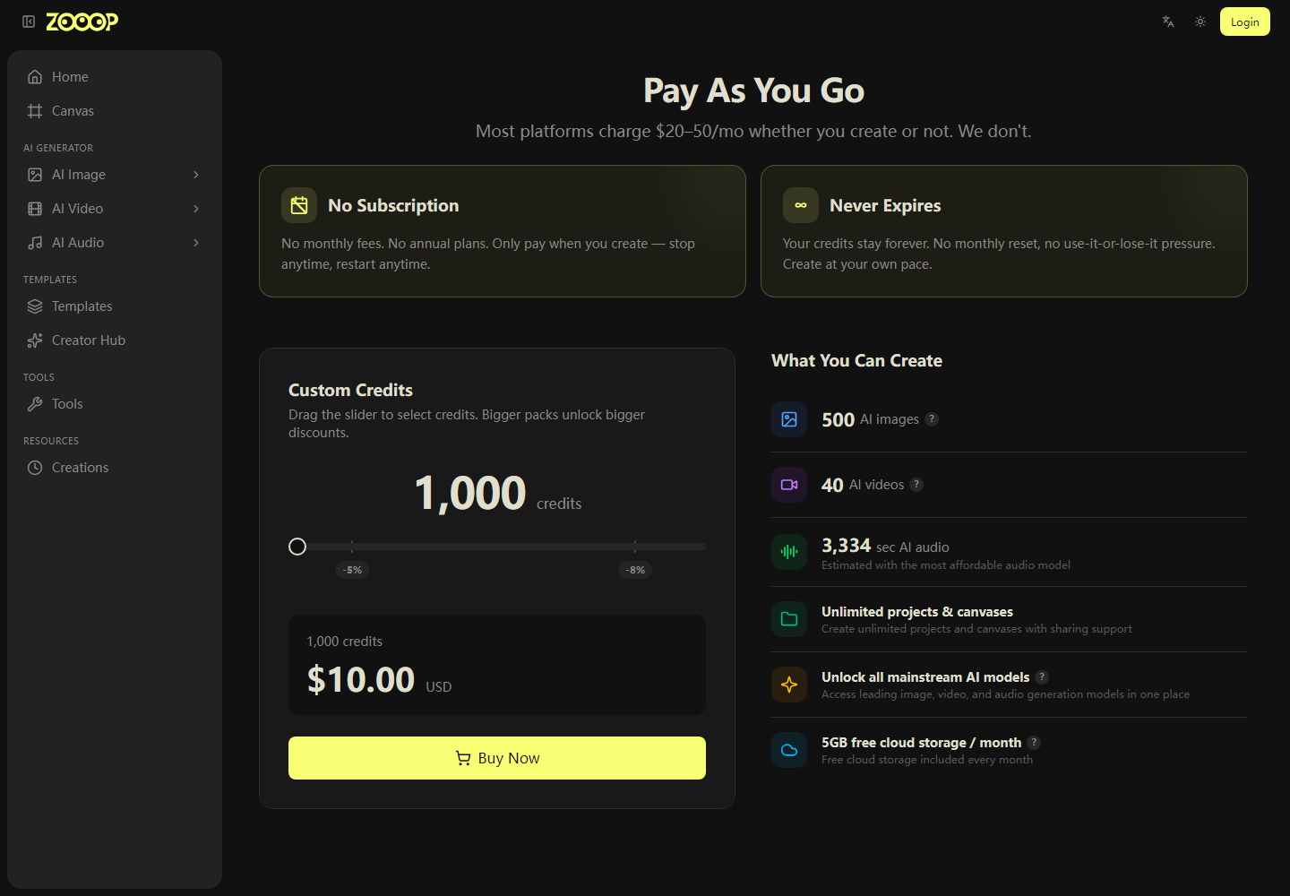 AI-native Creative Platform pricing